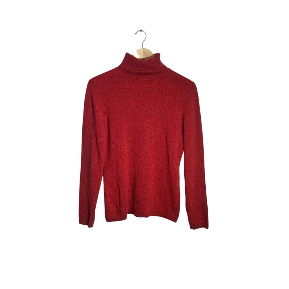 Garnet Hill Cashmere Turtleneck Sweater Rose Pink Knit Quiet Luxury Size Medium
